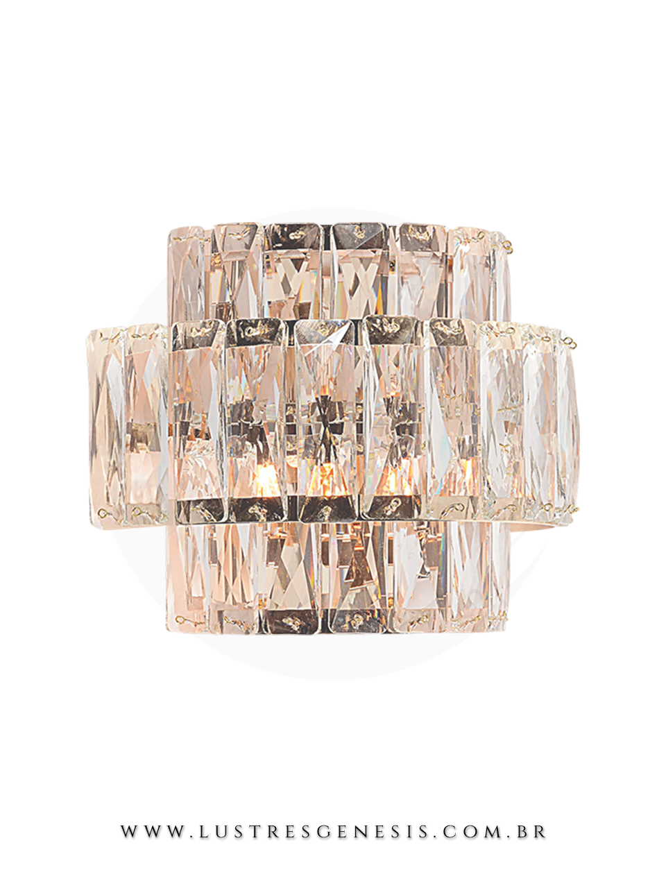 Arandela de Parede Cristal Classic Metal Cromado Transparentes 20x15,5cm, Sala de Estar, Lavabo, Cabeceira de Cama, Corredor, Hall